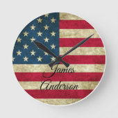  Amerikaans vlagAmerikaans patriottisme monogram Ronde Klok (Voorkant)