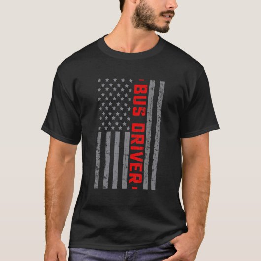 Amerikaans vlagbuschauffeur Amerikaanse vlag voor T-shirt (Voorkant)