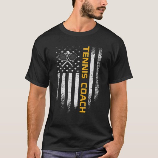  Amerikaans vlaggegebied Tennis Coach Silho T-shirt (Voorkant)