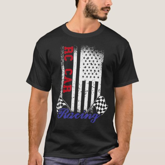 Amerikaans vlaggen-RC-autoraces met vlag T-shirt (Voorkant)