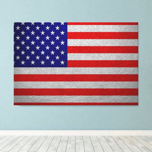 Amerikaans vlaggenblad canvas afdruk (Insitu (Houten vloer))