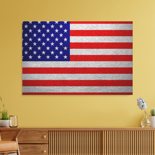 Amerikaans vlaggenblad canvas afdruk (Insitu (Woonkamer))