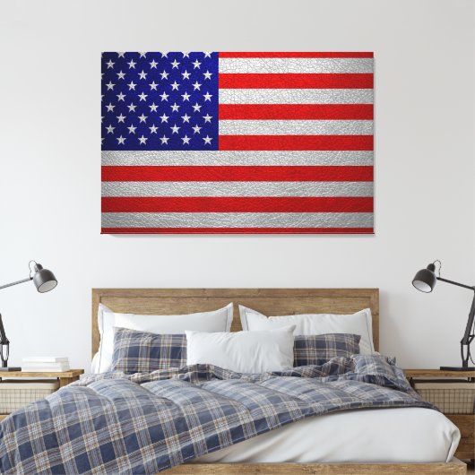 Amerikaans vlaggenblad canvas afdruk (Insitu (Slaapkamer))