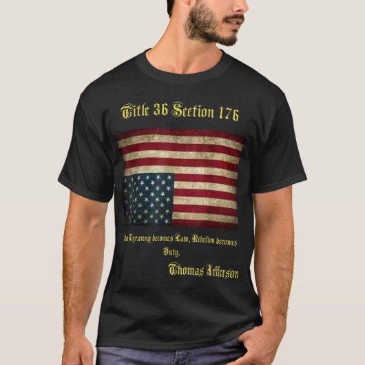 Amerikaans Vlaggengraafschap boven Thomas Jefferso T-shirt (Voorkant)
