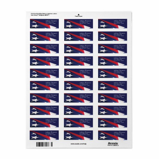 Amerikaans vlaggenlabel etiket (Full Sheet)