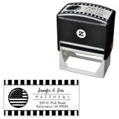 Amerikaans vlaggenpaar Monogram retouradres Zelfinktende Stempel (In situ)