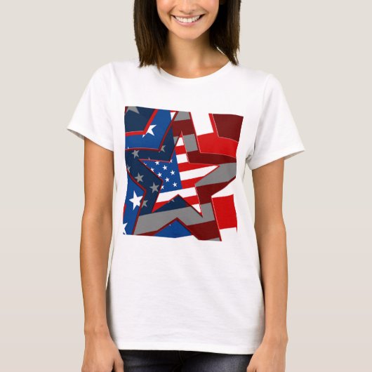 Amerikaans vlaggestaarpatroon t-shirt (Voorkant)