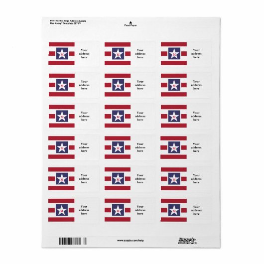 Amerikaans vlagmonogram Etiket (Full Sheet)