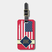 Amerikaans vlagmonogram personaliseert de douane Bagagelabel (Voorkant verticaal)