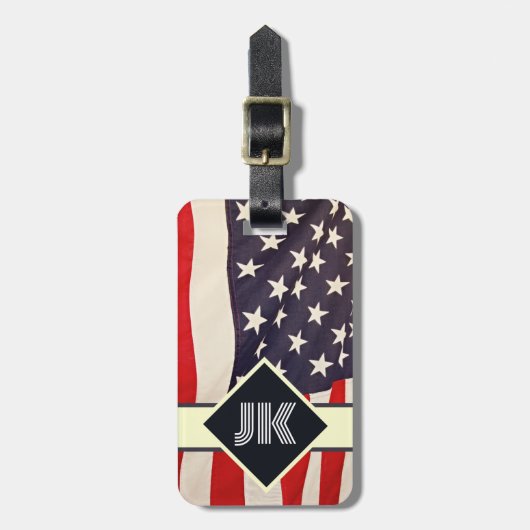  Amerikaans vlagmonogram personaliseert de douane Bagagelabel (Voorkant verticaal)