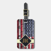 Amerikaans vlagmonogram personaliseert de douane Bagagelabel (Voorkant verticaal)