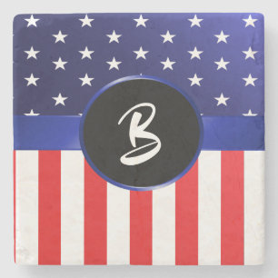 Amerikaans vlagmonogram stenen onderzetter