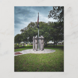 Amerikaans vlagmonument met stenen pilaren briefkaart