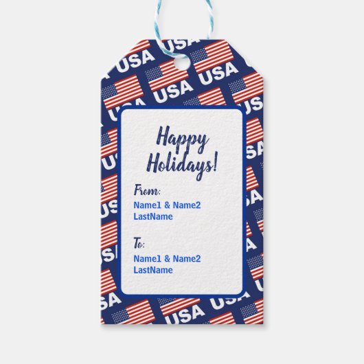 Amerikaans vlagpatroon cadeaulabel (Voorkant)