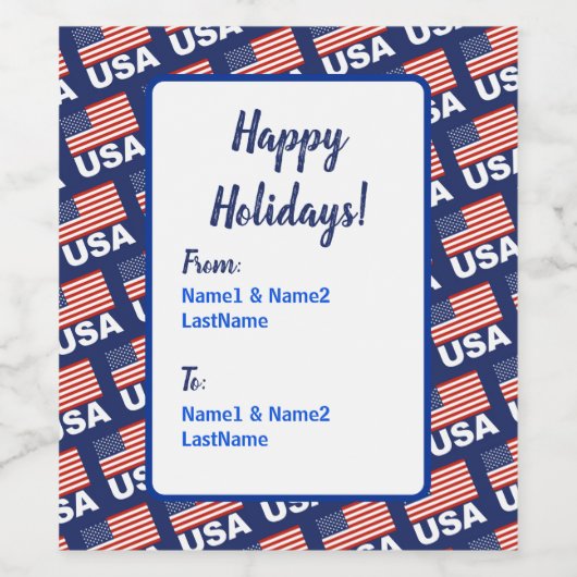 Amerikaans vlagpatroon wijn etiket (Enkel label)