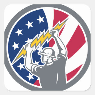 Amerikaans vlagpictogram vierkante sticker