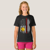  Amerikaans vlagsoftbalteam Funny Girl T-shirt (Voorkant volledig)