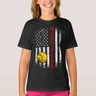 Amerikaans vlagsoftbalteam Funny Girl T-shirt