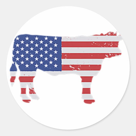 Amerikaans vlees Vlag BBQ Beef Proud Butcher Cuts Ronde Sticker (Voorkant)