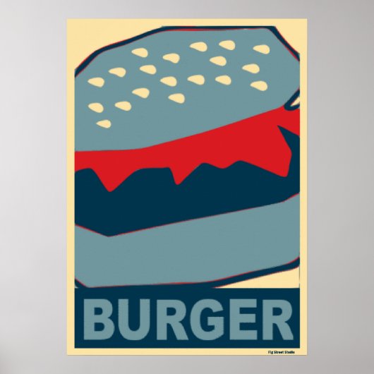 Amerikaans voedsel: hamburger in blauwe kunst poster (Voorkant)