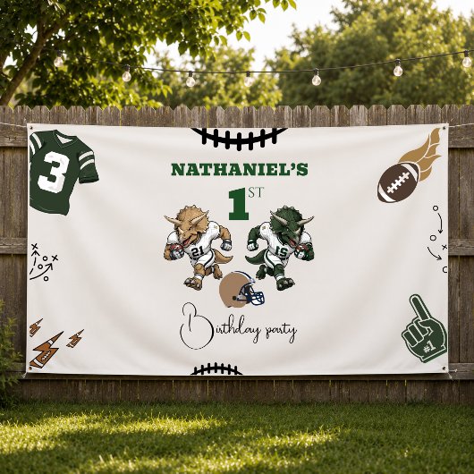 Amerikaans voetbal dinosaurus verjaardag spandoek