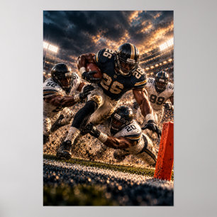 Amerikaans voetbal doel lijn duik – Dramatische To Poster