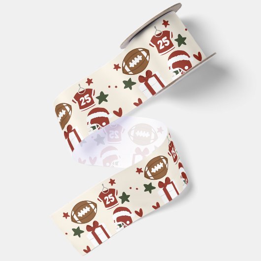 Amerikaans Voetbal Kerstmis Satijnen Lint (Achterkant)