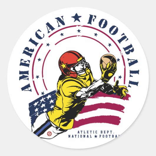 AMERIKAANS VOETBAL RONDE STICKER (Voorkant)