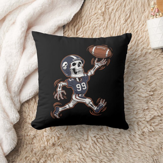 Amerikaans Voetbal Skelet Halloween Voetbal Kussen (Deken)