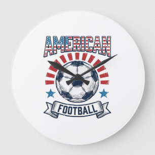 Amerikaans Voetbal Vintage Voetbal T-Shirt Ontwerp Grote Klok