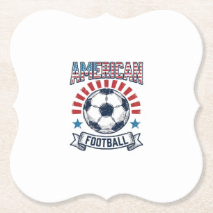 Amerikaans Voetbal Vintage Voetbal T-Shirt Ontwerp Kartonnen Onderzetters