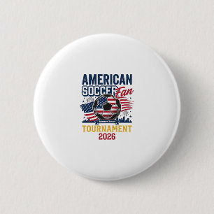 Amerikaans Voetbalfan Toernooi 2026 Vintage T-shir Ronde Button 5,7 Cm