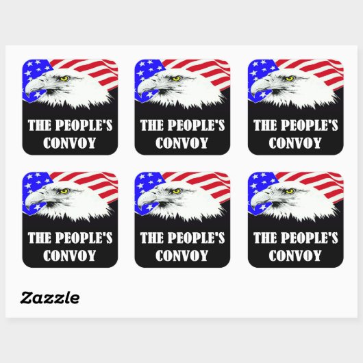 Amerikaans volkskonvooi vierkante sticker (Vel)