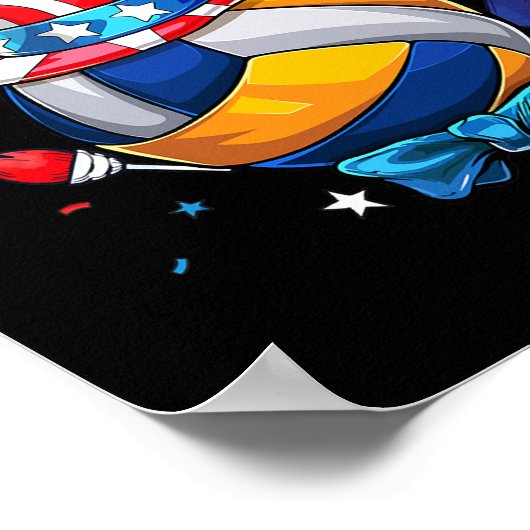 Amerikaans Volleybalvuurwerk 4 juli Poster (Hoek)
