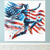 Amerikaans vrouwenvoetbal. Stretched Canvas Print (Insitu (Houten vloer))