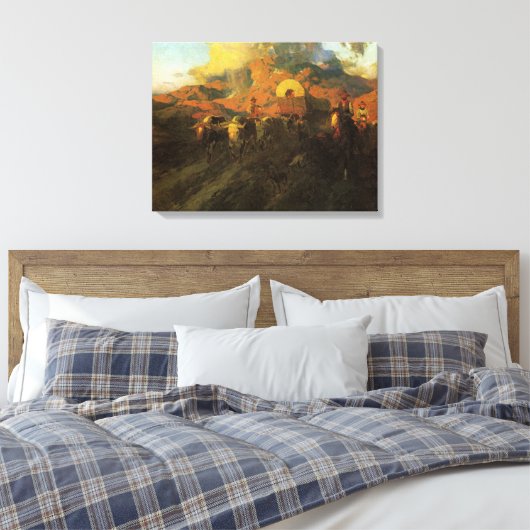  Amerikaans Westen, Overland Trail van Johnson Canvas Afdruk (Insitu (Slaapkamer))