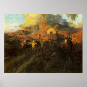  Amerikaans Westen, Overland Trail van Johnson Poster