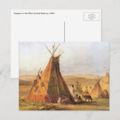 -Amerikaans Westen, Teepees op Plain door Bodmer Briefkaart (Voorkant / Achterkant)