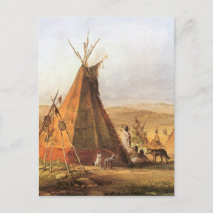 -Amerikaans Westen, Teepees op Plain door Bodmer Briefkaart