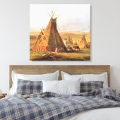 -Amerikaans Westen, Teepees op Plain door Bodmer Canvas Afdruk (Insitu (Slaapkamer))