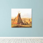 -Amerikaans Westen, Teepees op Plain door Bodmer Canvas Afdruk (Insitu (Houten vloer))