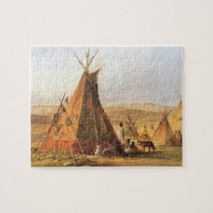 -Amerikaans Westen, Teepees op Plain door Bodmer Legpuzzel