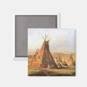 -Amerikaans Westen, Teepees op Plain door Bodmer Magneet (Voorkant / Achterkant)
