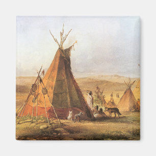 -Amerikaans Westen, Teepees op Plain door Bodmer Magneet