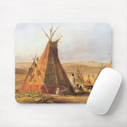 -Amerikaans Westen, Teepees op Plain door Bodmer Muismat (Met muis)