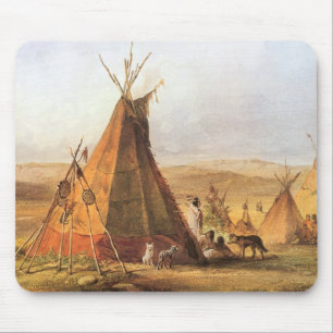 -Amerikaans Westen, Teepees op Plain door Bodmer Muismat