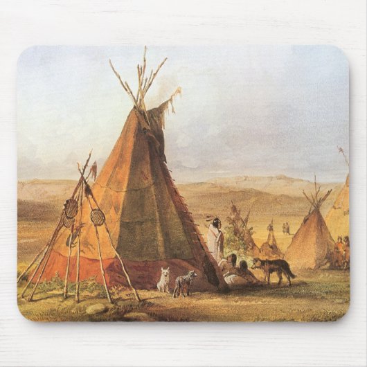 -Amerikaans Westen, Teepees op Plain door Bodmer Muismat (Voorkant)