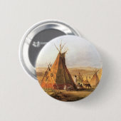 -Amerikaans Westen, Teepees op Plain door Bodmer Ronde Button 5,7 Cm (Voorkant /achterkant)