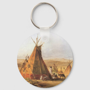 -Amerikaans Westen, Teepees op Plain door Bodmer Sleutelhanger