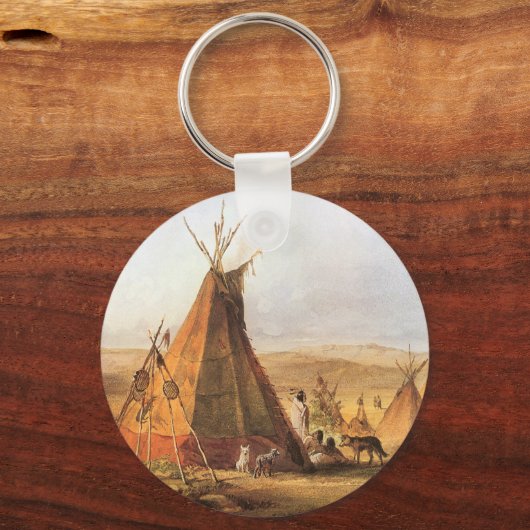 -Amerikaans Westen, Teepees op Plain door Bodmer Sleutelhanger (Achterkant)